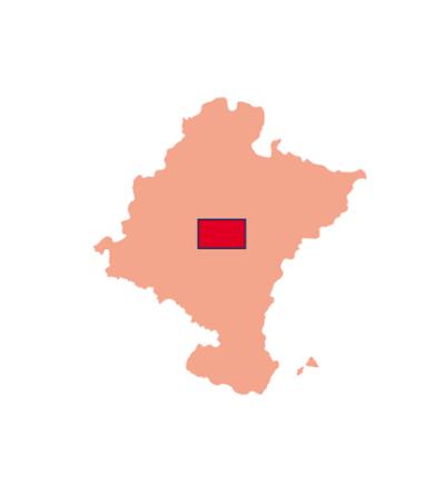 Mapa de Navarra destacando la comarca de Pamplona